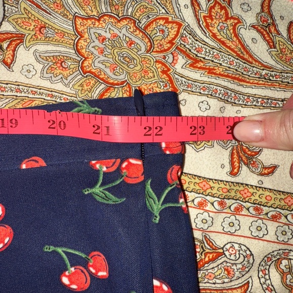 Talbots Woman 22W Cherry Print Flounce Skirt Navy Red Fruit Pattern NWT - Picture 14 of 15